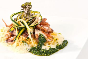 Pulpo mit Nudelrisotto