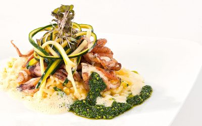 Pulpo mit Nudelrisotto